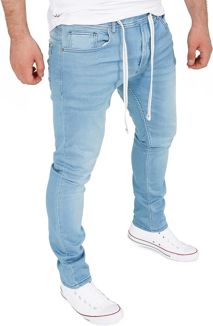Steve - Herren Sweathose in Jeansoptik - Baumwoll Jogging Jeans, Blau (Ashley Blue 164013)