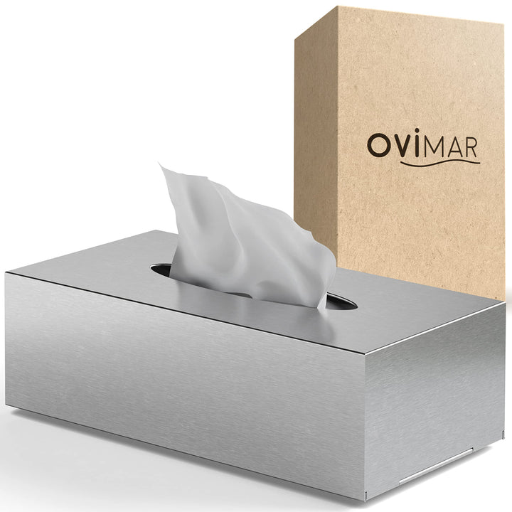 ovimar Kosmetiktücher Box Fornaes | aus edlem Edelstahl | Silber | Taschentuchspender, Papierhandtuc