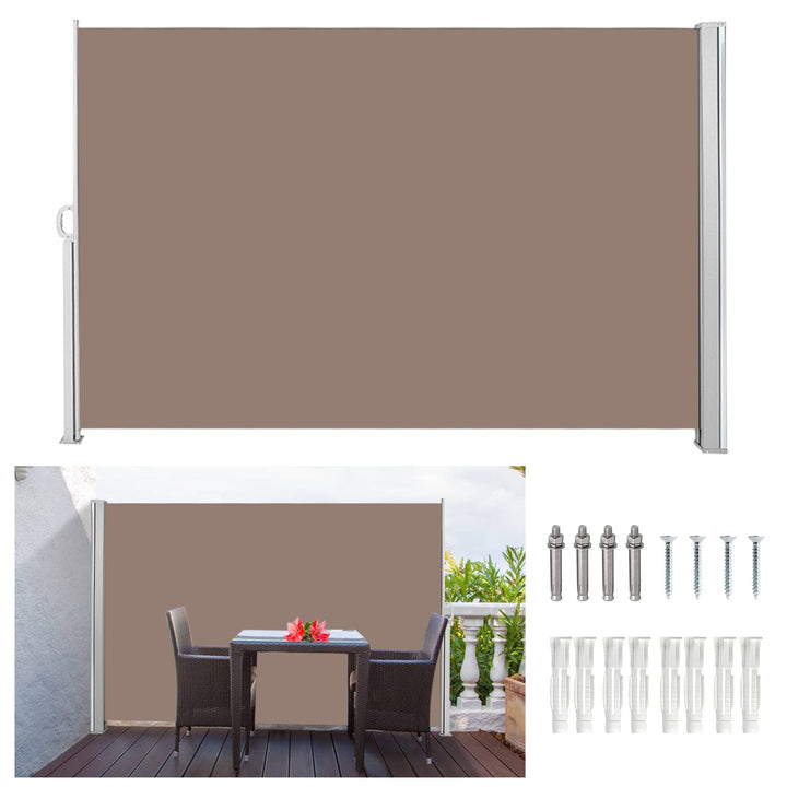 Seitenmarkise,Sonnenschutz Markise Brau,160 x 300 cm Sichtschutz für Balkon, Garten, Terrasse Brau 1
