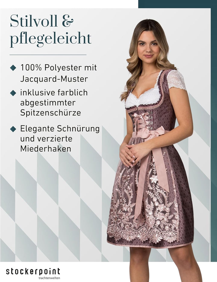 Stockerpoint Damen Dirndl Palina Kleid für besondere Anlässe 36 Bordeaux, 36 Bordeaux