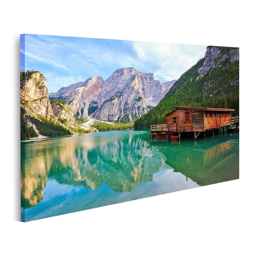 islandburner Bild auf Leinwand Pragser Wildsee In Dolomiten Bergen Sudtirol Italien Bilder Wandbilde