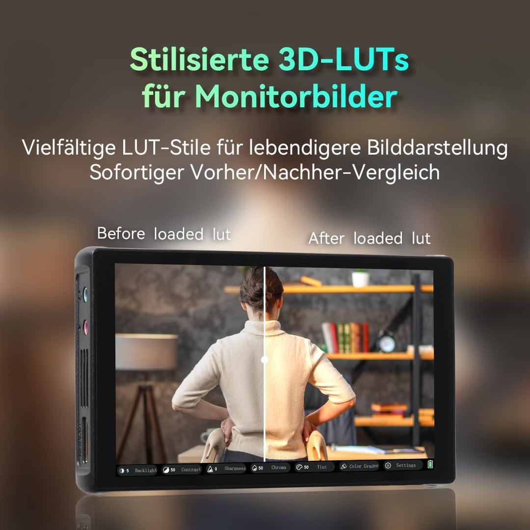 Portkeys PT5 III Kamera Feld Monitor 5,4" 800 Nits mit Touchscreen 3D LUT HDMI EIN/Ausgang 360° Colo