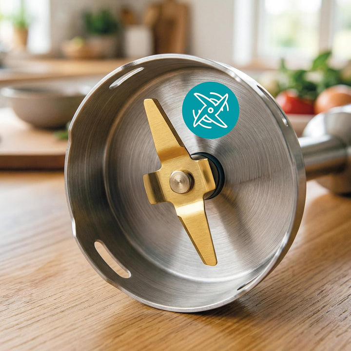 ARIVA Stabmixer 1200W Edelstahl – Handmixer mit LED-Display & Timer, Titan-beschichtete Klingen, 12