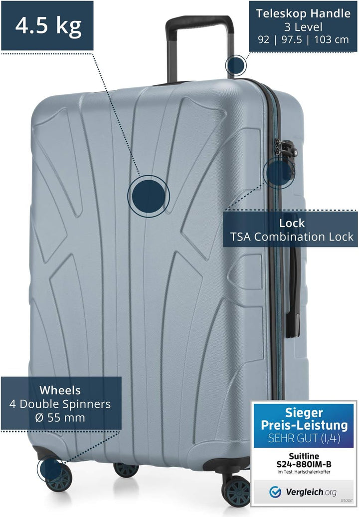 suitline - Grosser Hartschalen-Koffer Koffer Trolley Rollkoffer XL Reisekoffer, TSA, 76 cm, ca. 96-1