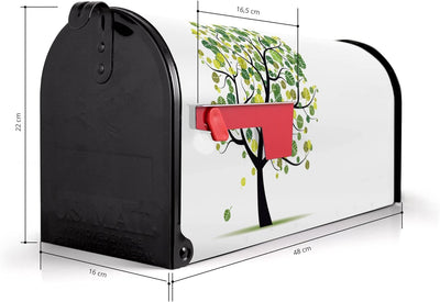 banjado® Amerikanischer Briefkasten - US Mailbox/Letterbox mit Motiv Laubzauberbaum 51x22x17cm - Pos