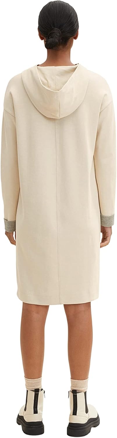 TOM TAILOR Damen Kleid mit Kapuze, 28130 - Soft Buttercream
