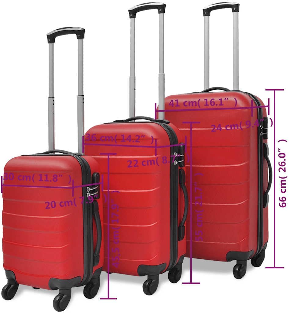 vidaXL Reisekoffer 3-TLG. Trolley Kofferset Hartschalenkoffer mehrere Auswahl Rot, Rot