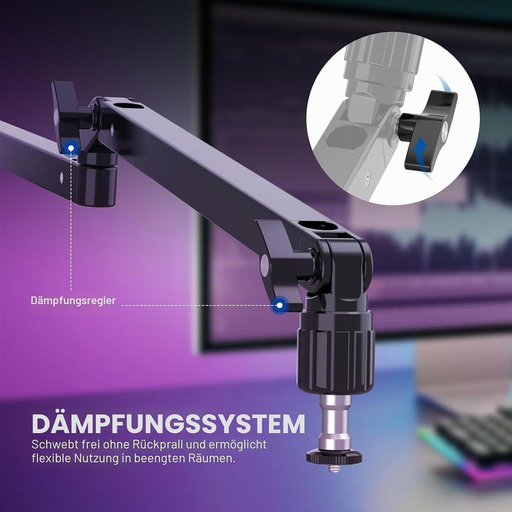 NEEWER Mikrofonarm Ständer, Niedriges Profil Mic Arm Tischhalterung mit Dämpfung, 360° drehbarer Boo