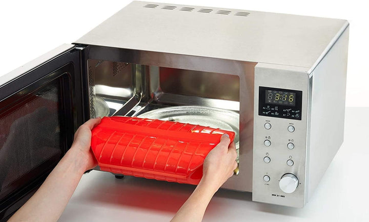 Lékué - Dampfbox mit Einlegeboden, 3-4 Personen, Fassungsvermögen: 1400 ml rot, Rot