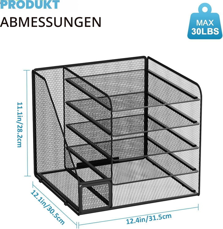 Marbrasse Schreibtisch Organizer und Büro Zubehör,5-Tier Briefablage,Mesh Büro Organizer für Schreib