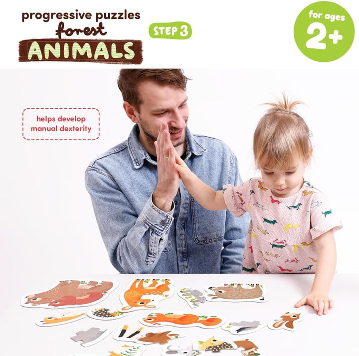 Banana Panda Progressive Puzzles Forest Animals für Kinder ab 2 Jahren - 33 Teile - Tiere - Kinderpu