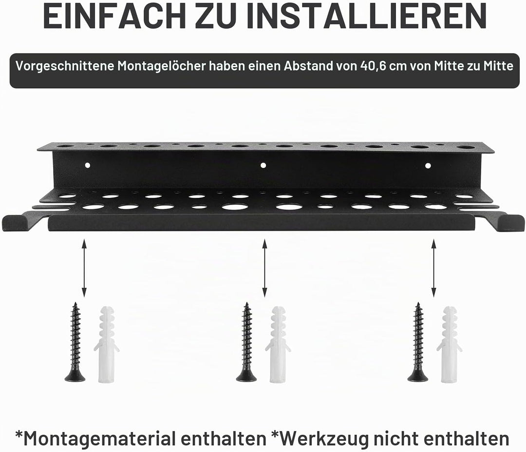 ROSYLEVE Wandmontierter Werkzeug-Organizer 40cm Wandmontierter Werkzeughalter Metall Werkzeuglagerre