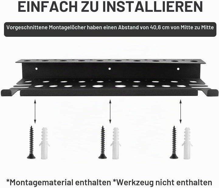 ROSYLEVE Wandmontierter Werkzeug-Organizer 40cm Wandmontierter Werkzeughalter Metall Werkzeuglagerre