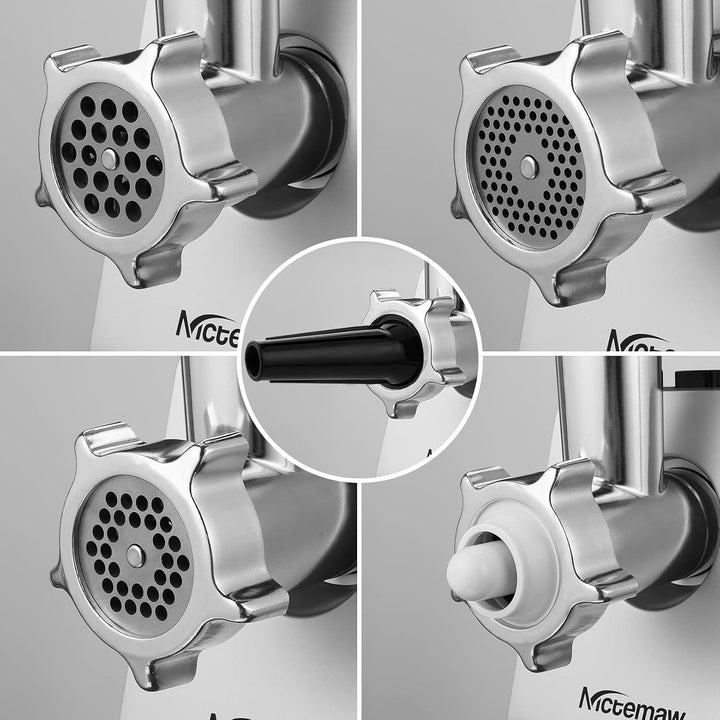 COOCHEER Elektrischer Fleischwolf 2000W, Wurstfüller Spritzgebäck Kibbe Set, 3 Lochscheiben für Flei