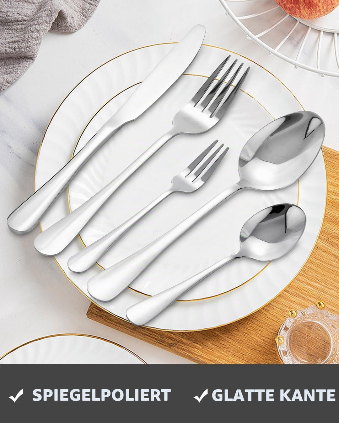 Besteck Set 12 Personen, 72 teilig Edelstahl Bestecksets, mit Steakmesser, Elegantes Essbesteck, Hoc