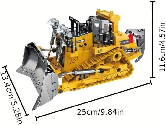 Ezweiji RC Bulldozer, 9 Kanal Ferngesteuertes Bulldozer Baufahrzeug Spielzeug 1:20 Voll funktionsfäh