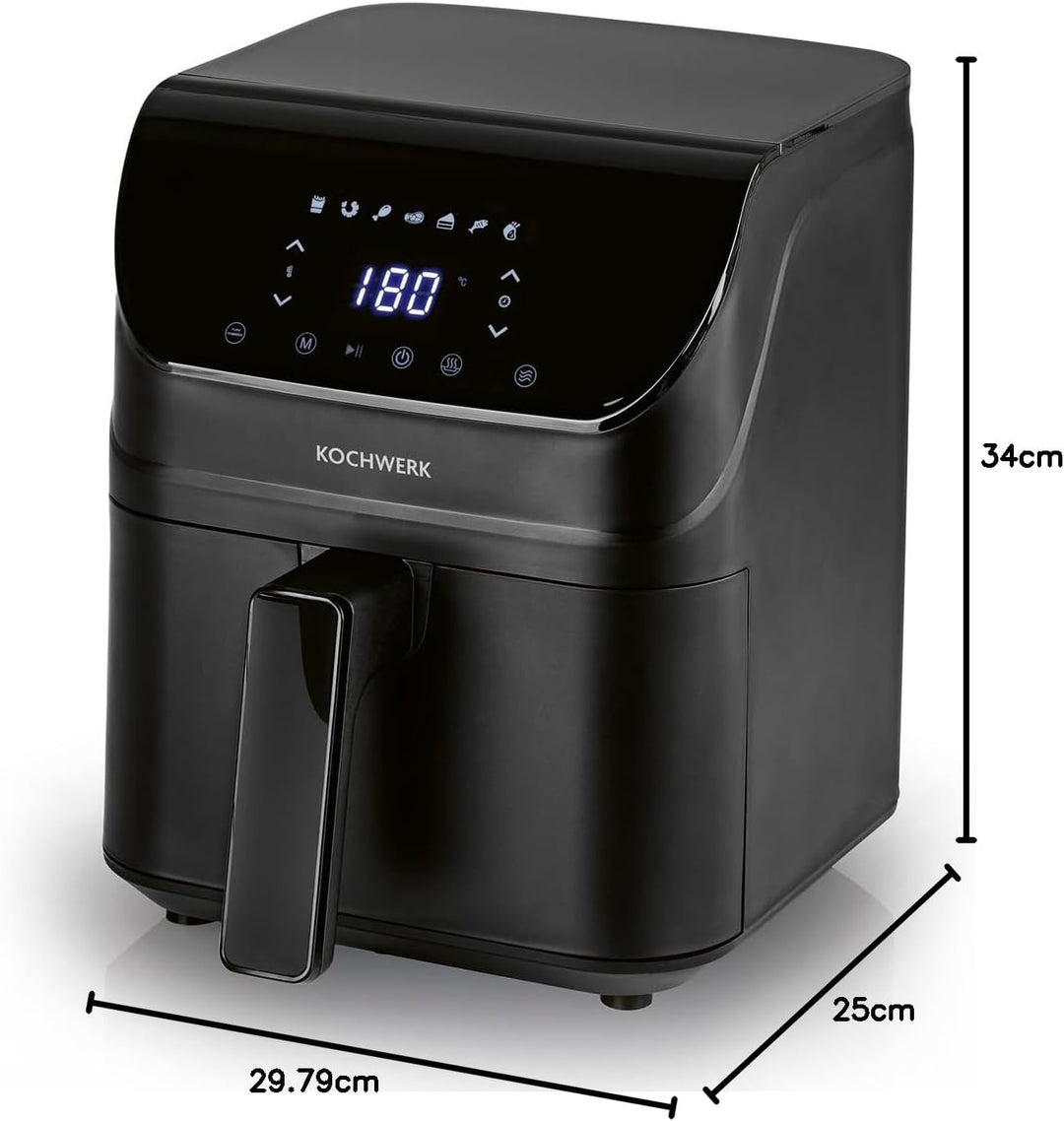 Rachs KOCHWERK Digitale Heissluftfritteuse 4L | Airfryer mit Touchscreen für fettarmes Garen, Grille