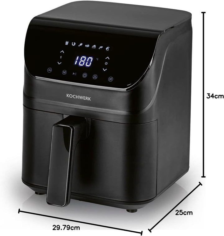 Rachs KOCHWERK Digitale Heissluftfritteuse 4L | Airfryer mit Touchscreen für fettarmes Garen, Grille