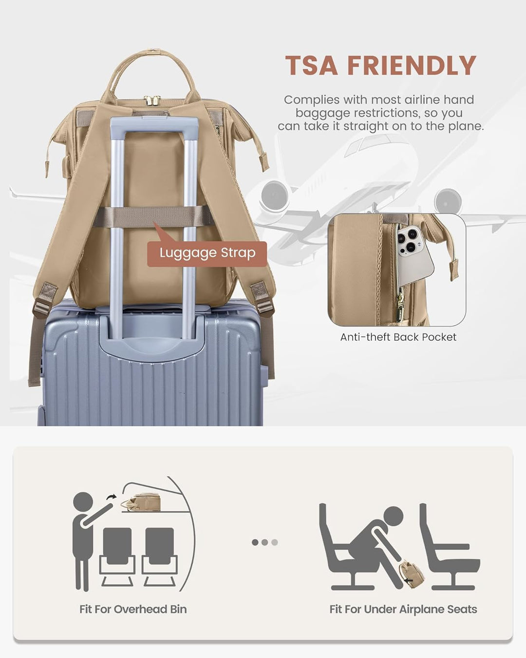 LOVEVOOK Rucksack Damen, 15,6 Zoll Laptop Schulrucksack Teenager Mädchen Wasserdicht, Elegant Reiser