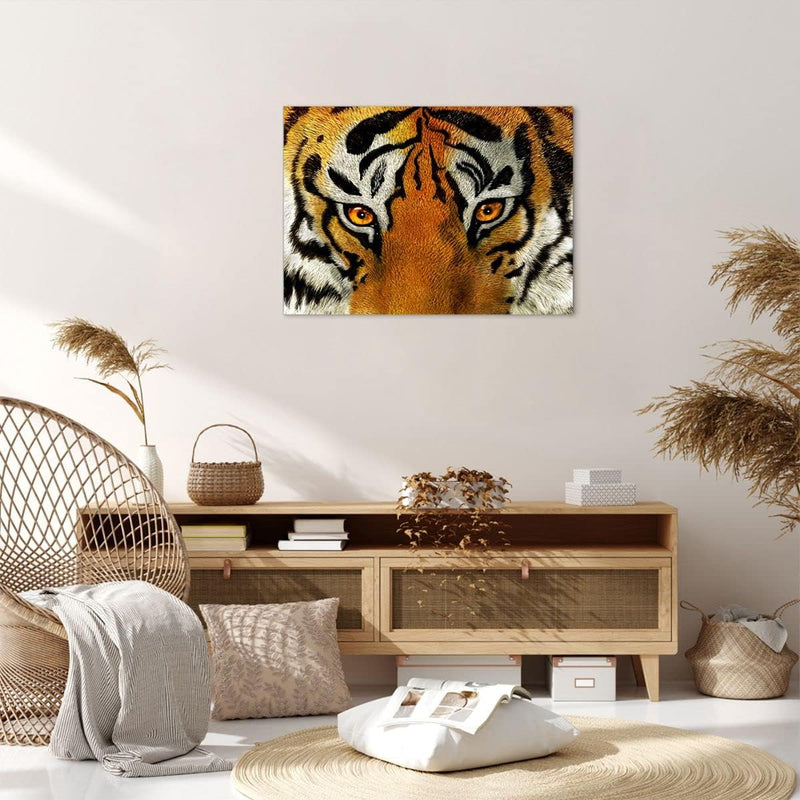 Bilder auf Leinwand Tiger Tiere Natur Safari Leinwandbild 70x50cm Wandbilder Dekoration Wohnzimmer S