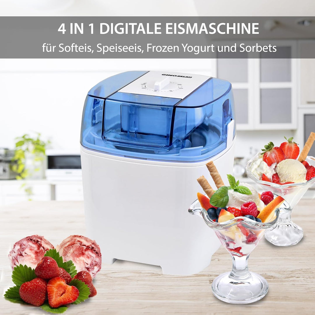 Syntrox Germany Eismaschine Drions 3 in 1 mit Timer, Frozen Joghurt Maker, Hausgemachte Eiscreme, Kü