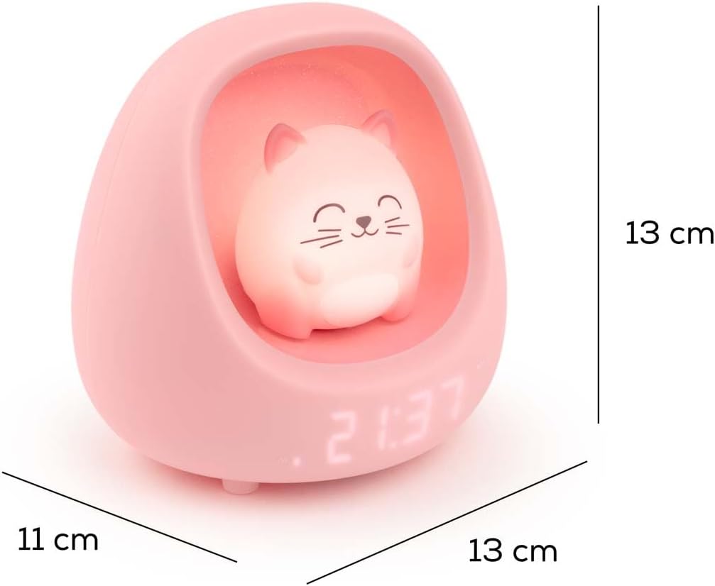 Bigben Kinderwecker mit Nachtlicht (Katze) Mehrfarbig (Katzenmotiv), Mehrfarbig (Katzenmotiv)