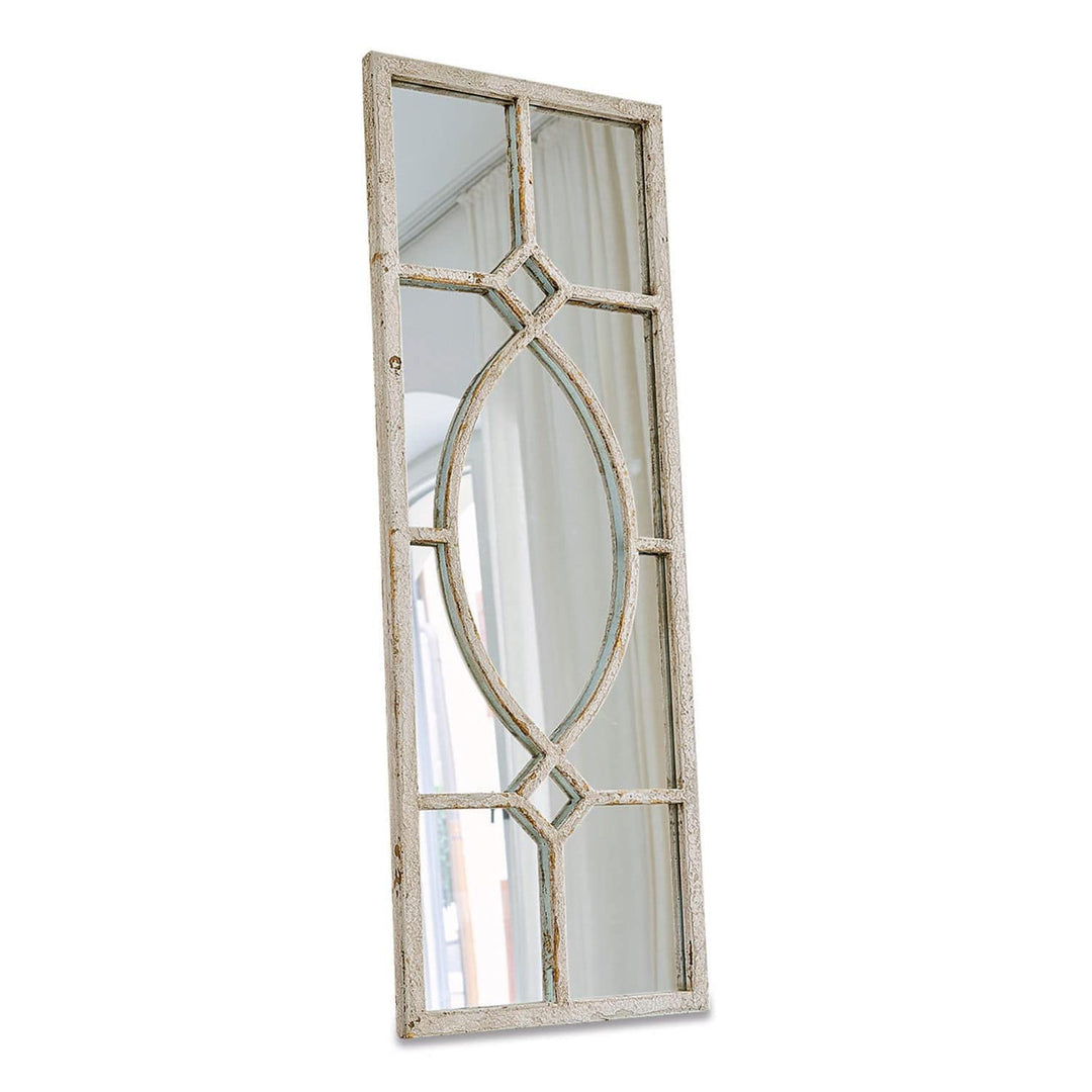 Loberon® Spiegel Millery, Eisen, Glas, MDF, H/B/T ca. 90/33 / 2 cm, antikweiss