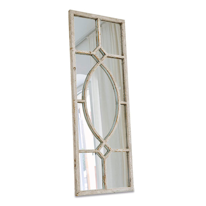 Loberon® Spiegel Millery, Eisen, Glas, MDF, H/B/T ca. 90/33 / 2 cm, antikweiss