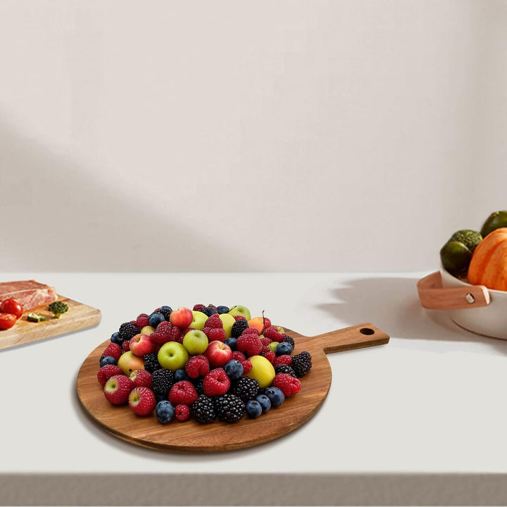 Akazienholz Pizzateller Pizzabrett Mit Griff Pizzaschieber Holz 30 X 40 X 1,5cm Pizza Teller füR Piz