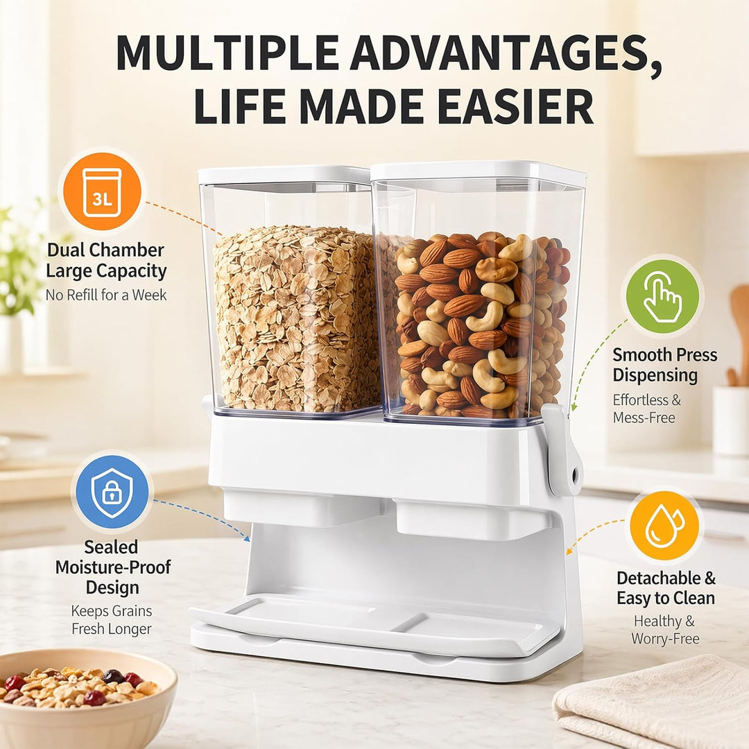 Müslispender, Cereal Dispenser Countertop 6L Grosse luftdichte Müsli-Speicherkisten, Cornflakes Spen