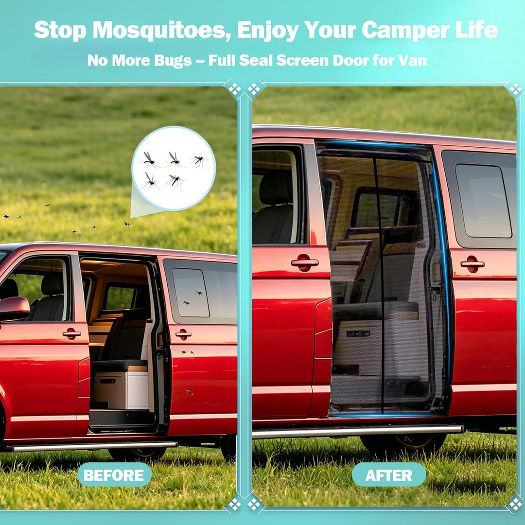 Moskitonetz Magnetisch Kompatibel VW T5 T6 für Schiebetür,Insektennetz &amp; Fliegengitter mit Schattenn