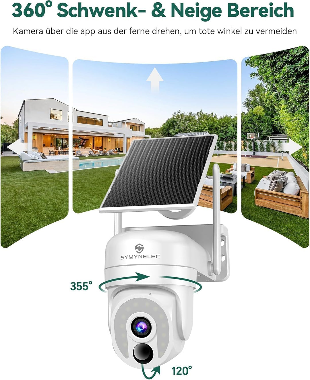 SYMYNELEC 2K Überwachungskamera Aussen Akku Solar 5GHz/2,4GHz WLAN 5 Ghz / 2,4 Ghz 2 Stück, 5 Ghz /