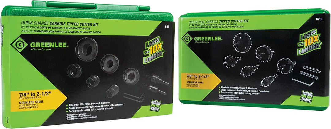 Greenlee - Hartmetallschneider, Qck Chnge, 8 Stück, Lochherstellung (648). 9-Piece, 9-Piece