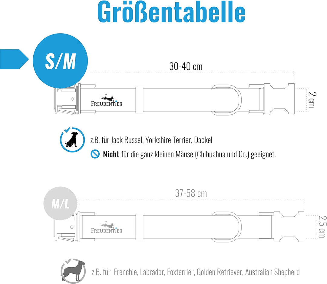 FREUDENTIER® Hundehalsband und Hundeleine (2m) aus veganem Leder im Set - Stilvoll und robust - Für