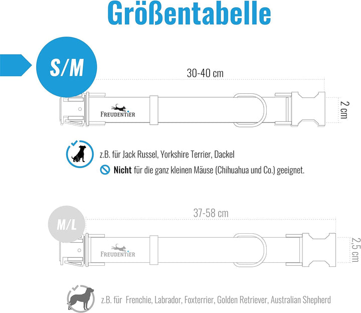 FREUDENTIER® Hundehalsband und Hundeleine (2m) aus veganem Leder im Set - Stilvoll und robust - Für