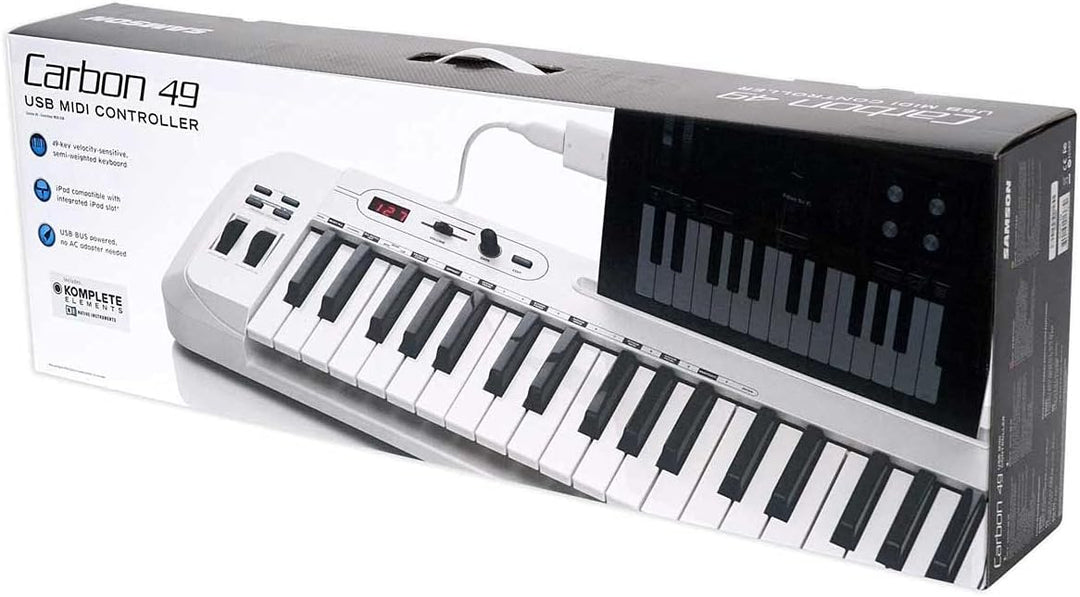 Samson Carbon 49 USB/MIDI Controller Masterkeyboard 49 Tasten inkl. Native Elements Software, Schwar