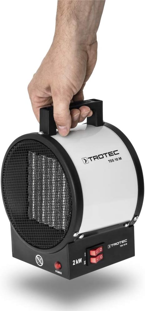 TROTEC Bauheizer elektrisch TDS 10 M – Heizleistung 1 kW / 2 kW – Elektroheizer Luftmenge 100 m³/h –