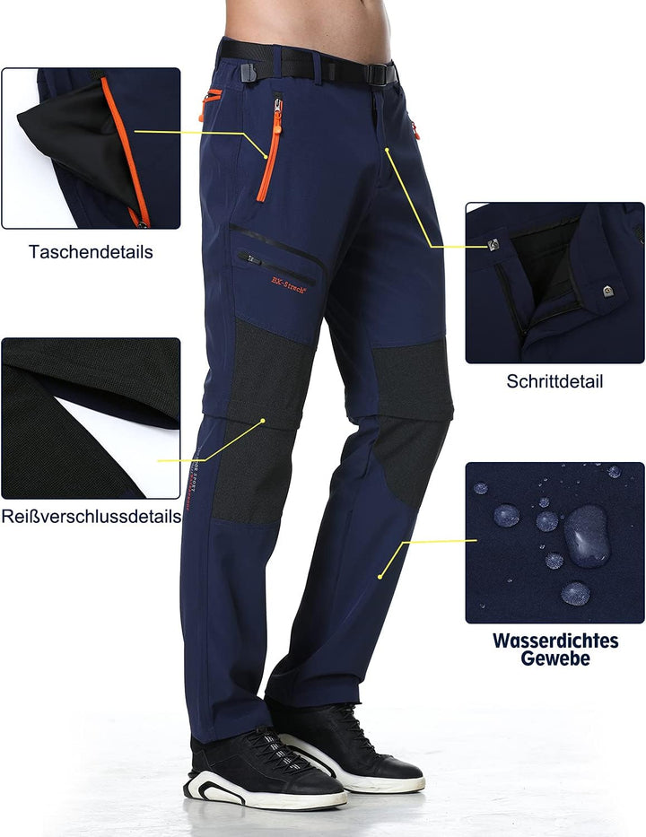Herren Wanderhose Zip Off Trekkinghose Outdoorhose Wasserdicht Schnelltrocknend Softshellhose Abnehm