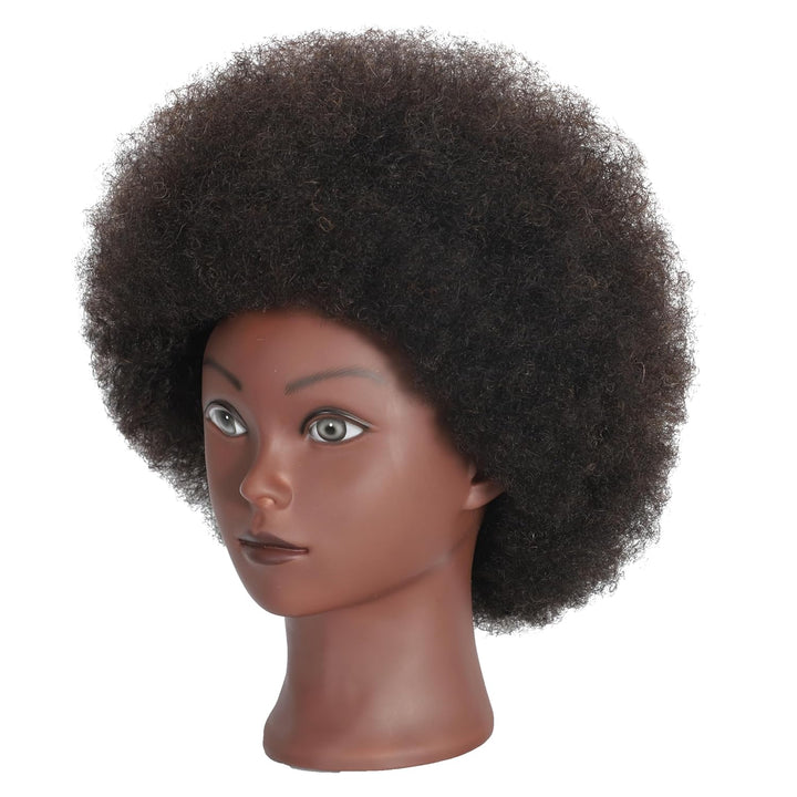 Training Head African American with 100% Human Hair Mannequin Head Cosmetology Afro Hair Manikin Hea