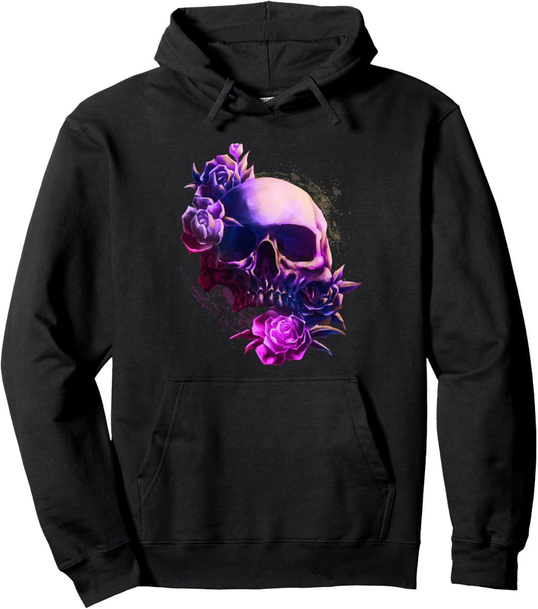 Totenkopf und Rosen Tag der Toten Gothic Pullover Hoodie