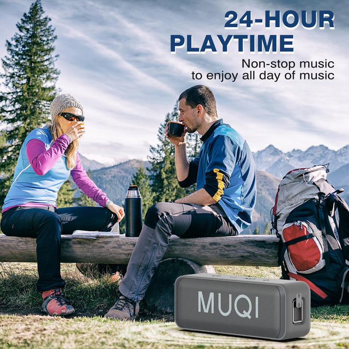 MUQI Bluetooth Lautsprecher, Musikbox mit IPX7 Wasserdicht,kabelloser Boxen 10W Stereo Sound intensi
