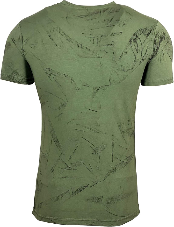 Subliminal Mode Herren-T-Shirt, gewaschen, Vintage, Rundhalsausschnitt, 3D-Druck, kurzärmlig, Grösse