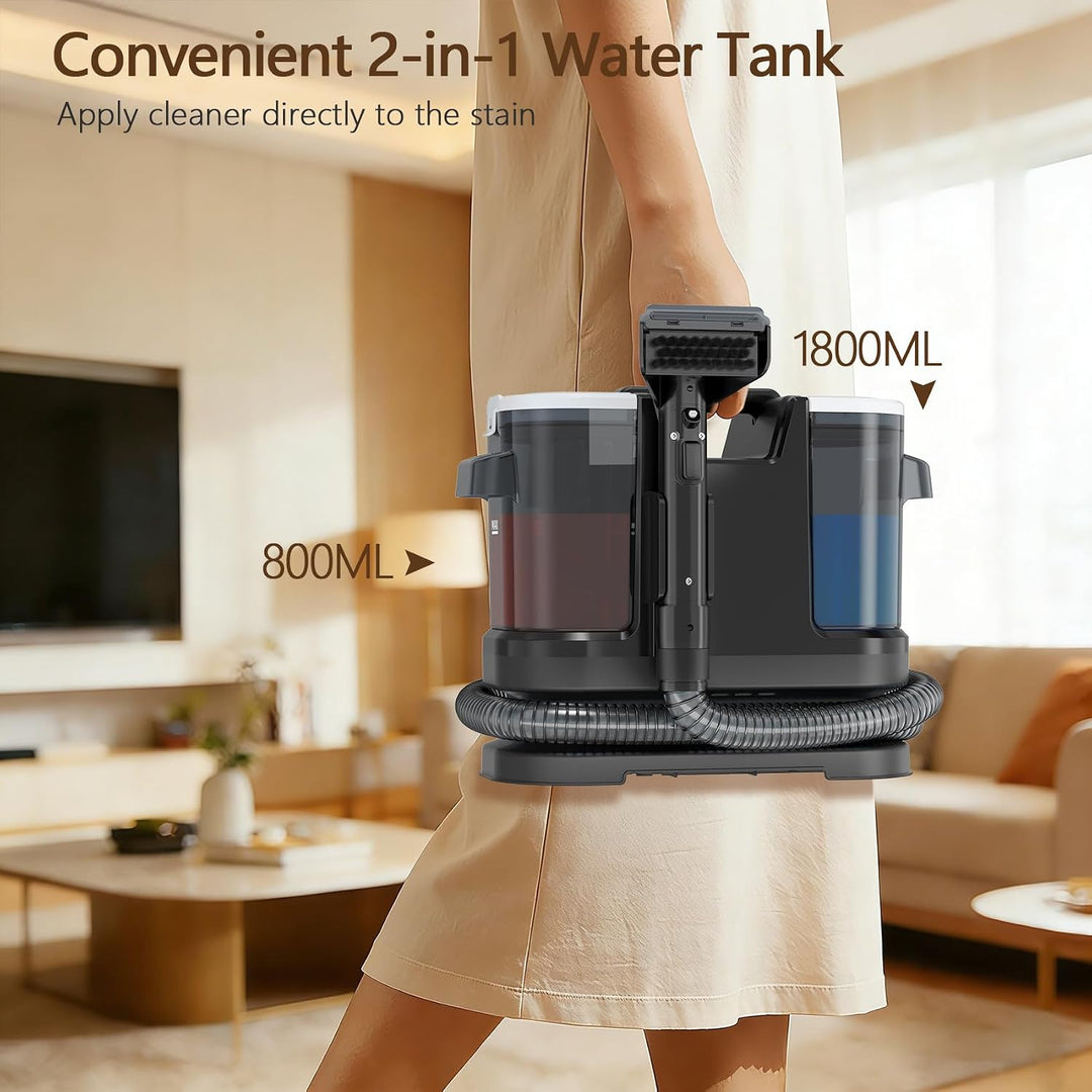 Waschsauger Teppichreiniger 16 kPa, Tragbarer polsterreiniger gerät 2-in-1 Wassertank, Kompatibel mi