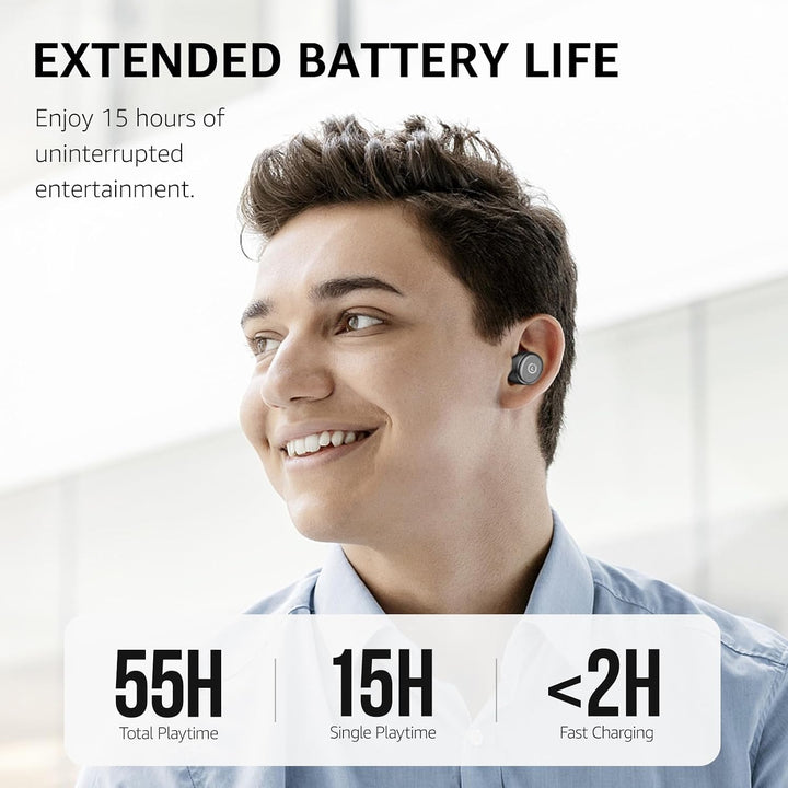 TOZO T10 Kopfhörer Kabellos Bluetooth In Ear mit Ladecase 55 Std. IPX8 | ENC für klare Anrufe und Kl