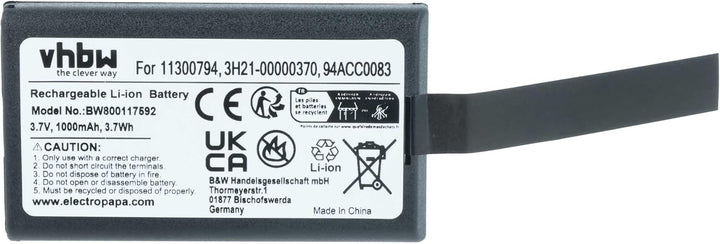 vhbw Akku Ersatz für Datalogic BP08-000600 für Barcodescanner POS (1000mAh, 3,7V, Li-Ion)