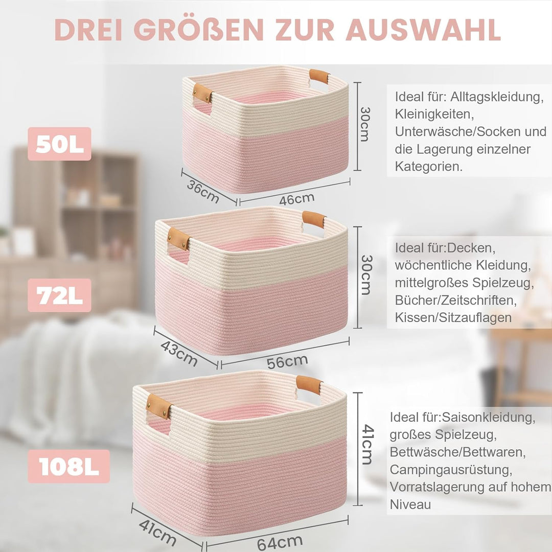 danpinera Aufbewahrungskorb, 50L Körbe, Korb Aufbewahrung für Baby Spielzeug, Aufbewahrungskorb Gros