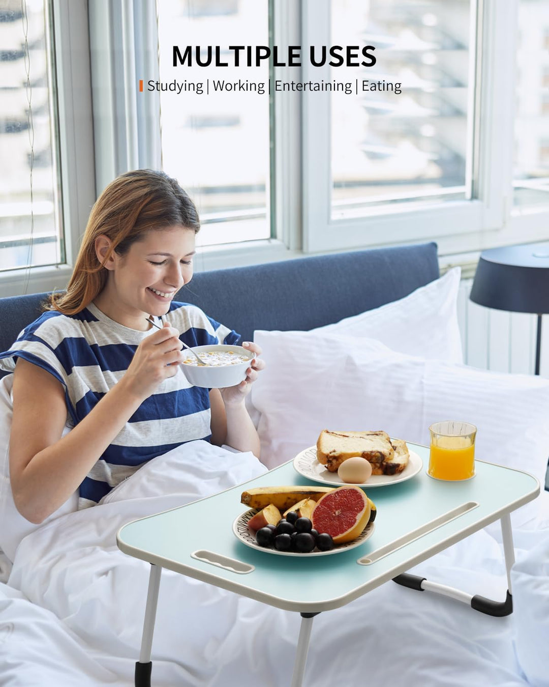 Faltbarer Laptoptisch, tragbarer Schossschreibtisch, Betttisch, Laptop-Ständer mit Getränkehalter &