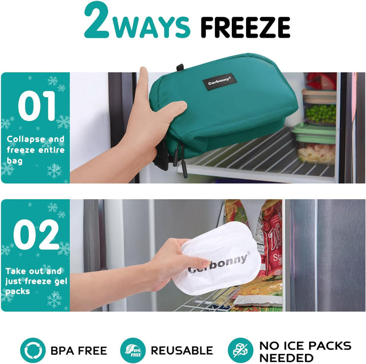 Cerbonny Gefrierbare Lunchtasche, gefrierbare Snack-Tasche, Mini-Kühltasche für Reisen/Arbeit/Schule
