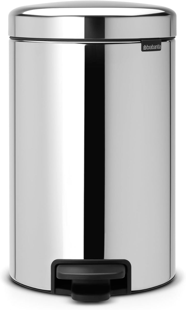 Brabantia 113581 Treteimer mit Inneneimer aus Kunststoff, stahl, Brilliant Stahl, 12 Liter 12 Liter