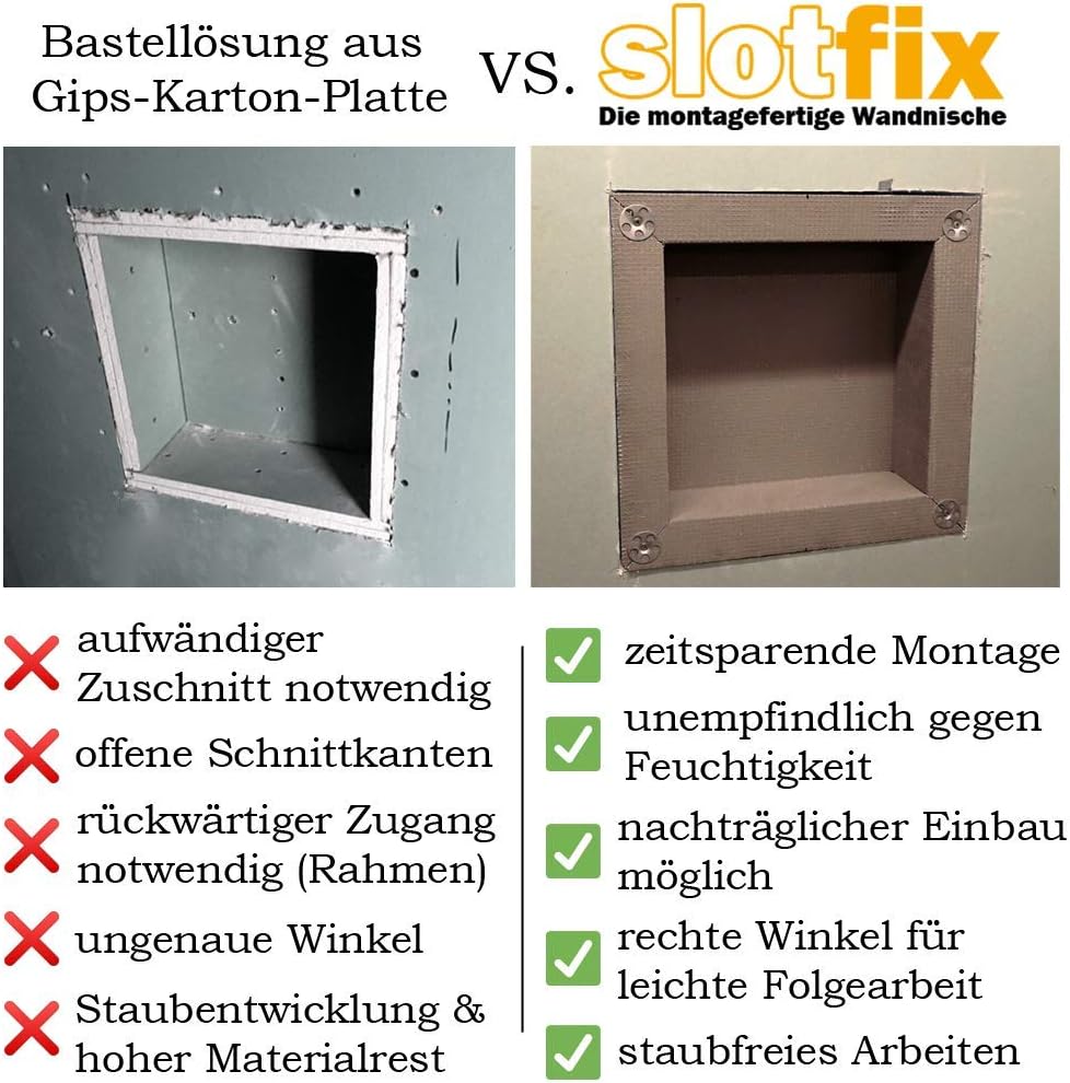 Wandnische + LED Beleuchtung Set - befliesbare Wandnische 30x30x10cm + LED-Kit | Duschablage beleuch